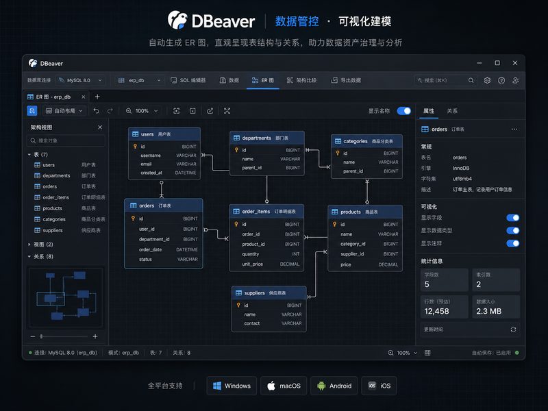 DBeaver查看数据库ER图界面